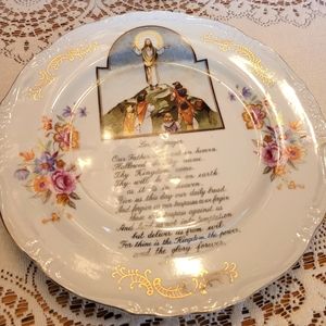 EUC Vintage Wall Hanging Plates Pair- Lord's Prayer and Ten Commandments